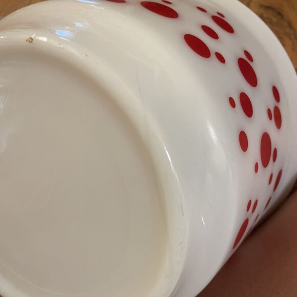 Vintage HAZEL ATLAS 10” RED POLKA DOT Punch Mixing BOWL 50’s MCM EUC - Picture 9 of 10
